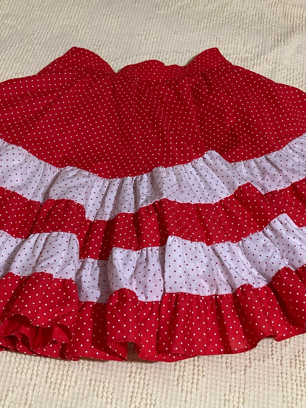 Red and White Polka Dot Tiered A-Line Skirt square Dancing
